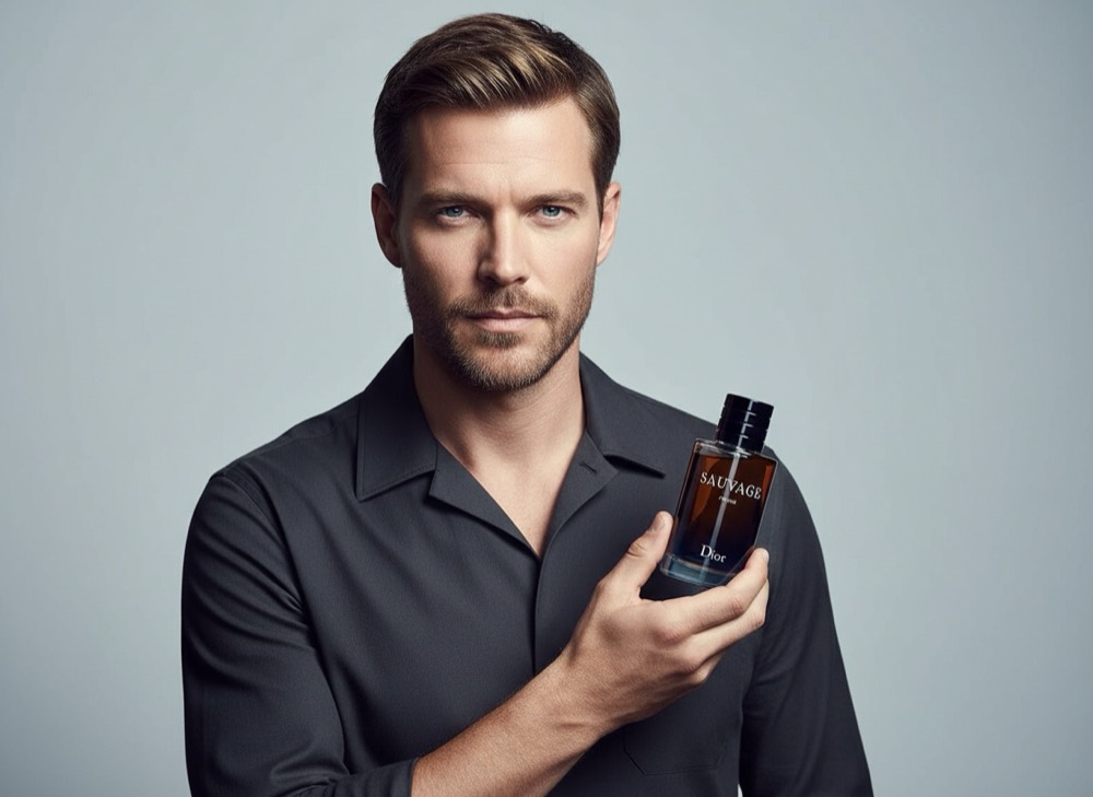 Dior Sauvage parfümü tutan erkek